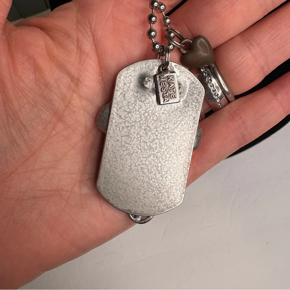 Kate Mesta Dog Tag Necklace Elephant Love Heart Adjustable Silver/Peachy Copper